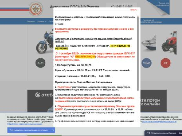 dosaaf-sakh.ru — SEO audit screenshot