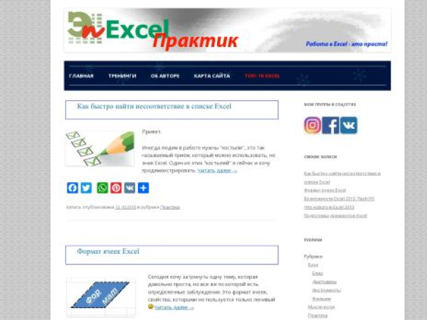 excelpractic.ru — SEO audit screenshot