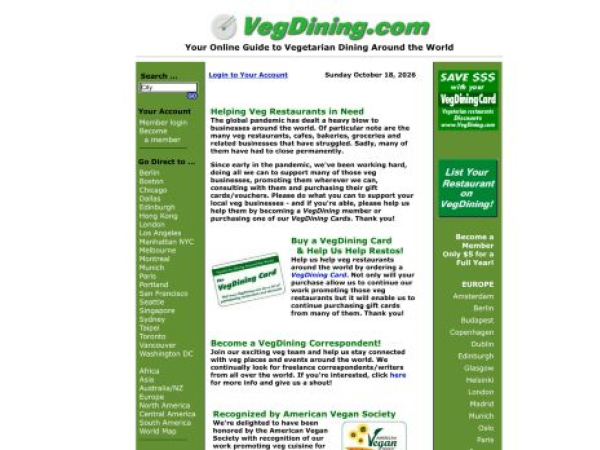 vegdining.com — SEO audit screenshot