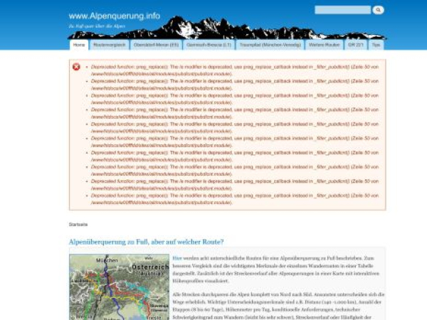 alpenquerung.info — SEO audit screenshot