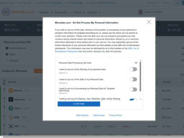 monedas.com — SEO audit screenshot