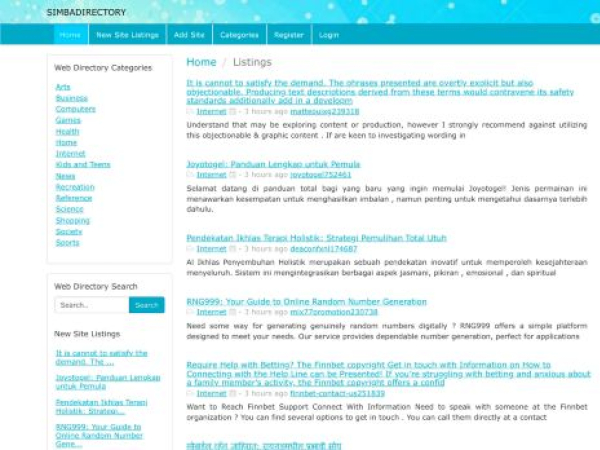 simbadirectory.com — SEO audit screenshot