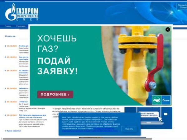 omskregiongaz.ru — SEO audit screenshot