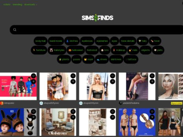 simsfinds.com — SEO audit screenshot